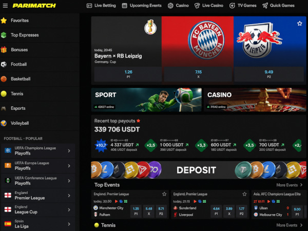 Parimatch website interface